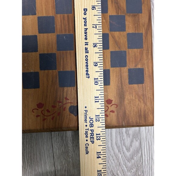 Vintage Wooden Chess Checkers Board Game Board Folk Art Country Cottage - Picture 9 of 10